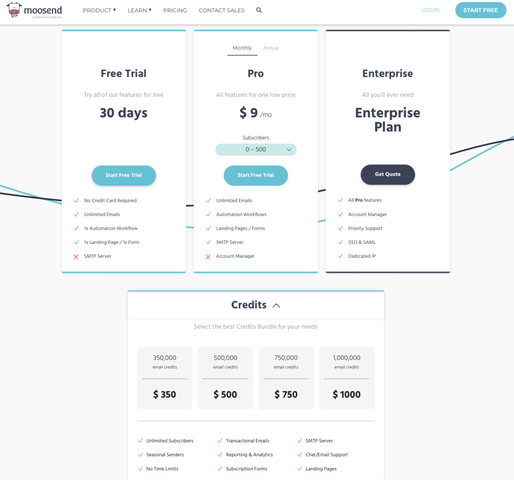 Moosend Review: Pricing 